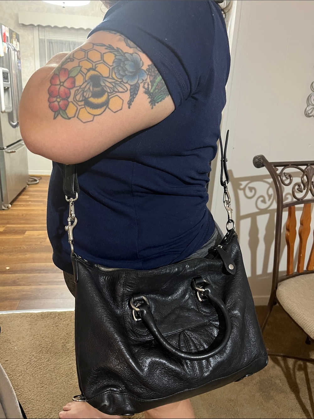 Coach Black Leather Shoulder Satchel with Silver Hardware - Picture 9 of 9